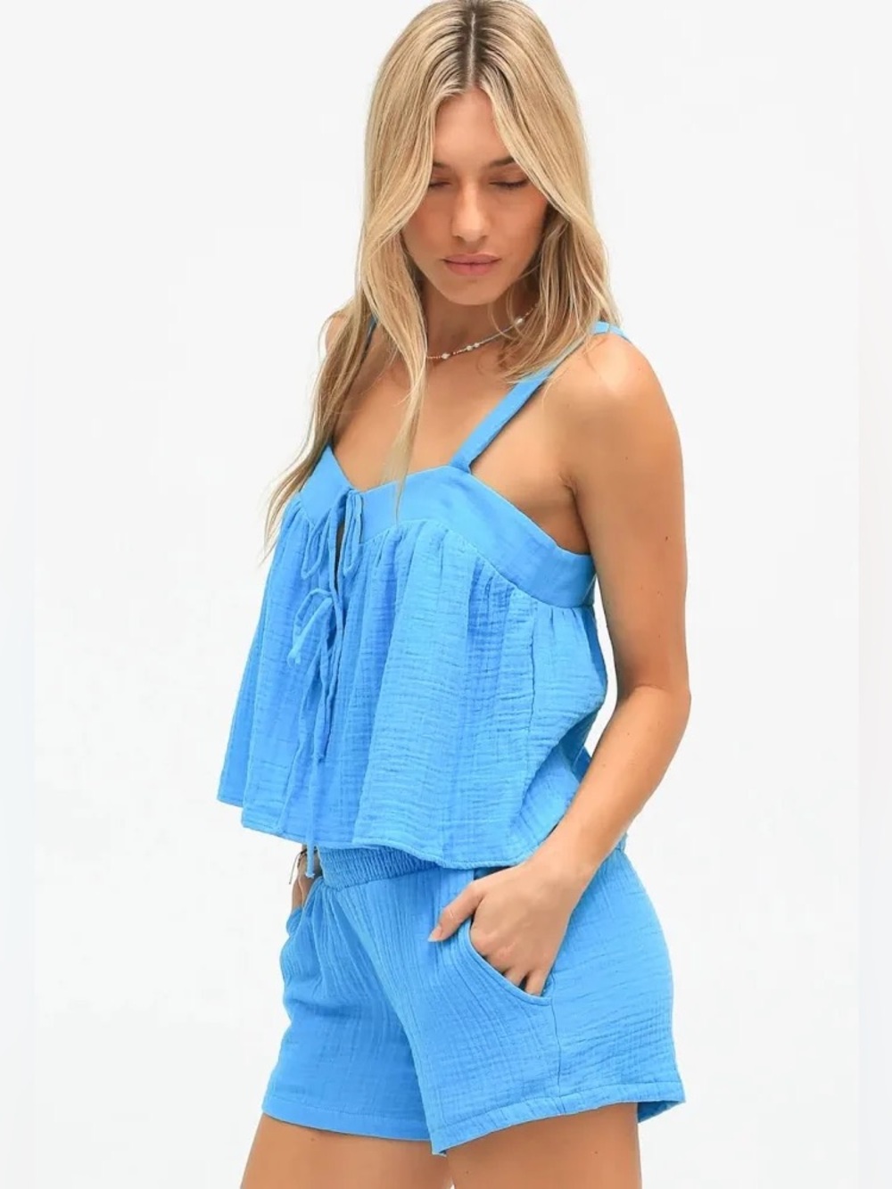 ELECTRIC & ROSE
women's gauze beach short in aqua ~ NWT
